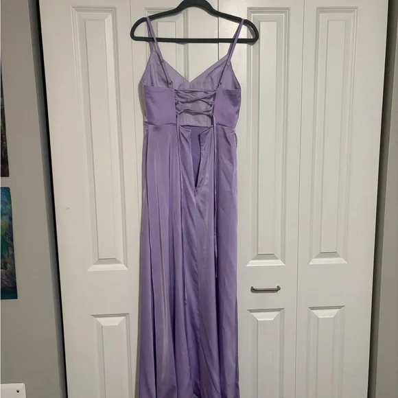 Azazie Light Purple Satin Dress - Picture 3 of 7